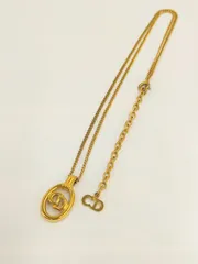 クリスチャン・ディオール/Christian Dior　CDロゴ＋オーバルトップ　ゴールドカラーネックレス　ビンテージ　中古品