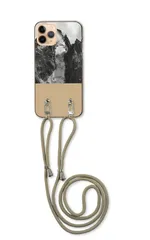 iPhone13 mini  アイフォン13 ミニ スマホケース ショルダーストラップ 紐 付き 山 登山 山脈 自然 アウトドア マウンテン モノクロ写真 白黒写真 かっこいい ベージュ カラー02