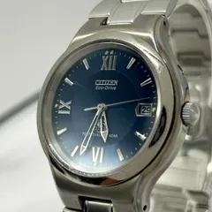 【稼働品】シチズン アテッサ 腕時計 E760-K17691 エコドライブ パーペチュアルカレンダー メンズ アナログ デイト チタン ブルー文字盤 シルバー ローマンインデックス ビジネス エレガント クリーニング済 CITIZEN ATTESA i4