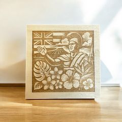 ハワイアン ウォールアートウッドパネル ウォールデコレーション カメハメハ大王 ウッドオーナメント インテリア オブジェクト 木製 ウォールデコ No.1