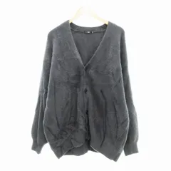 ハレ HARE シャギーカーディガン ニット Vネック オーバーサイズ M グレー グリーン /JS