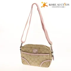 ■ COACH コーチ シグネチャー PVC ショルダーバッグ クロスバッグ 鞄 肩掛け ファスナー開閉 ロゴ レディース ベージュ ピンク