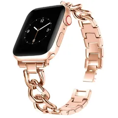 Apple Watch バンド ステンレス レディース チェーン ローズゴールド メタル ベルト series 3 4 5 6 7 8 9 SE 38 40 41 42 44 45 49 mm ドレス  可愛い おしゃれ
