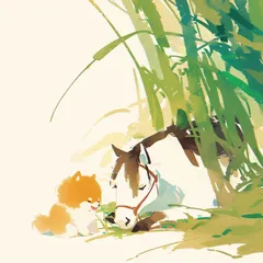 【福寿（2026年） - ポメラニアン犬 No.3】ジークレー版画＊名入れOK！ 午年・馬・謹賀新年・賀正・新春・迎春・子犬・ペットロス・うちの子・記念日・アートポスター・犬の絵・犬のイラスト・ギフト・プレゼント