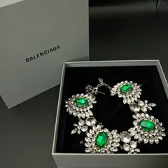 限定品　バレンシアガ　BALENCIAGA　クリスタル　ネックレス　レディース　シルバー　グリーンのサムネイル