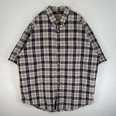 古着 90's～00's/90年代～00年代 エディー・バウアー Eddie Bauer 半袖シャツ チェック 胸ポケ 大きいサイズ L  パープル マルチカラー メンズ