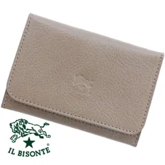 イルビゾンテ カードケース 名刺入れ IL BISONTE ボタン付き マチあり CARD CASE SCC121 PV0005 GY103B TORTORA トルトラ グレー パスケース レザー 本革