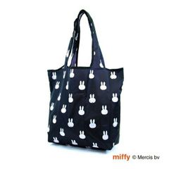 ミッフィー miffy 折りたたみエコバッグ(Mサイズ) フェイスブラック