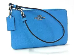 ■美品■ COACH コーチ 52392 リストレット レザー ポーチ マルチケース 小物入れ メンズ レディース ブルー系 DH9488