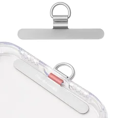 スマホ ストラップホルダー 【極薄0.2mm・浮きにくい折り曲がれ設計・ステンレス製】金属製タグパッチ 携帯ストラップホルダー 薄型 丈夫10kgまでの荷重量 スマホケースに挟む 全機種対応 充電影響なし 落下紛失防止 (シルバー) 1