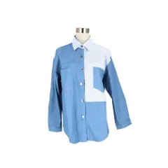 ☆ ダークブルー ☆ M ☆ シャツ デニム トップス 長袖 おしゃれ myfdn5513 デニムシャツ レディース 長袖 襟付き シャツブラウス タンガリーシャツ ロング丈 トップス ウエスタン 通学 シンプル カジュアル きれいめ おしゃれ 大人 可愛い