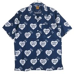 HUMAN MADE ヒューマン メイド HEART ALOHA SHIRT HM25SH016 ハート アロハ シャツ ネイビー ショートスリーブ 半袖 サイズL julz