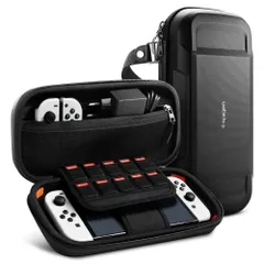 【新着商品】Spigen Switch 有機elモデル 用 ケース 小物収納可能 ポーチ ポケット付き カード10枚収納 キズ防止 画面保護 耐衝撃 衝撃吸収 スリム マイクロファイバー ラギッド・アーマー プロ AFA04021 (ブラック)