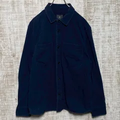 H&M エイチアンドエム　メンズ　シャツ　ブラウス　羽織り　無地　胸ポケット　ネイビー　Lサイズ　ベーシックデザイン　シンプル　カジュアル　s247h167