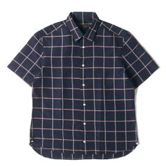LOUIS VUITTON ルイヴィトン シャツ サイズ:XL / モノグラム チェック 半袖 シルク シャツ (ZAI HAS10W) / ネイビー 紺 / トップス カジュアルシャツ / イタリア製【メンズ】【中古】
