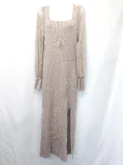 ◇ ⊆ RESEXXY リゼクシー レース 長袖 ロング丈 リブニット ワンピース サイズF モカ レディース E  【1506250007220】