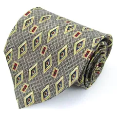 ピエールカルダン ブランド ネクタイ 小紋柄 幾何学模様 ドット パネル柄 シルク メンズ グレー Pierre Cardin 【中古】