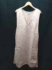 ◇ emi+ Vネック 無地 サイドスリット ポリエステル ノースリーブ ロング ワンピース サイズL ピンク レディース E  【1303020013968】