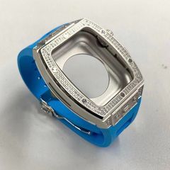 【高級アップルウォッチ バンド カバーセット ラバーバンド2ダイヤ風ベゼル】ベルト ステンレス ケース 44mm 45mm シリーズ series9 8 7 6 5 4 SE Apple watch マグネット 交換 スマートウォッチ 腕時計 おしゃれ メンズ