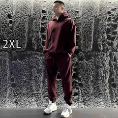 [2XL]秋冬 コーデ メンズ  服 シンプル ファッション オシャレ 大人 かっこいい 大きいサイズ ストリート 紳士服  スポーツ 快適 スウェットシャツ パーカー スウェットパンツ スーツ 韓国スタイル カジュアル プリーツ カップル兼 ツーピース セッ