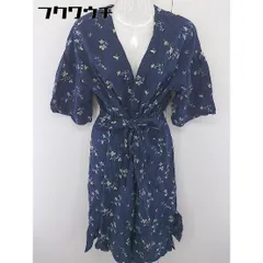 ◇ ◎ Simplicite シンプリシテェ ベルト付 刺繍 七分袖 ロング カーディガン ネイビー レディース  【中古】 【1112210010485】