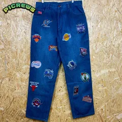 ✓90s NBAオフィシャル UNK ビッグワッペン デニムパンツ W38
