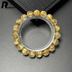 【限定一点】 夢色 EU製 ★ROBEAN・太陽花タイチンルチル★黄金針水晶 金運 開運 ゴールド ブレスレット パワーストーン プレゼント1  ギフト 9.7-10.3mm M0504130