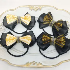 【ハロウィン】リボン ヘアゴム【白&黒】