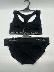 [カルバンクライン] ck レディース ブラ&ショーツ セット スポーツ ジム 筋トレ 運動 無地 女性用 下着 F3785+F3787 BLACK_BLACK(008) S [並行輸入品]