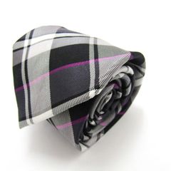 メイル&コー ブランド ネクタイ シルク チェック柄 格子柄 小紋柄 PO メンズ ブラック MALE & Co 【中古】