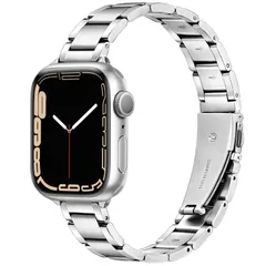 【在庫セール】Watch クラシックなApple 女性用 バンド（シルバー、46mm/45mm/44mm/49mm/42mm-Series 長さ調整可能 10/9/8/SE2/SE/7/6/5/4/3/2/1対応 series iwatch 3/2/1） スリ