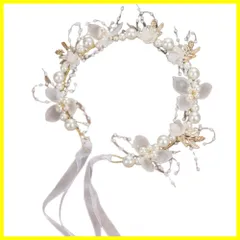 【在庫処分】リボン 花冠 花飾り ヘアアクセサリー 入学式 パール 卒業式 結婚式 カチューシャ 髪飾り 披露宴 髪飾り 和装 写真撮影 花 プレゼント 女の子 YFFSFDC (ホワイト)