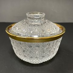 祇山蓋物 金付き どんぶり ガラス 透明 クリア 蓋つき綺麗 高級 器 日本製