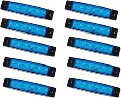 Partools 互換品24V車用 LED サイドマーカー ランプ 6連 汎用 10個セット トラック デコトラ 電飾 車幅灯 路肩灯 車高灯 角マーカー(ブルー発光)