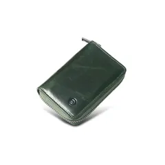 [Modiko] カードケース メンズ クレジットカードケース 本革 日本製 姫路レザー 大容量 じゃばら カード入れ スキミング防止 YKKファスナー (グリーン) 1