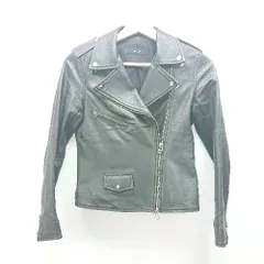 ◇ allureville ライダース ジップアップ エポレット 袖ファスナー 羊革 長袖 ブルゾン サイズ1 ブラック レディース E  【1310130014747】のサムネイル