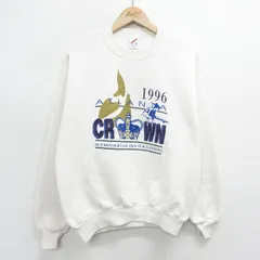 M/古着 ジャージーズ 長袖 スウェット メンズ 90s 体操 アトランタ クラウン 生成り 24feb07 中古 スエット トレーナー トップス