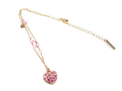 ■美品■ ANNASUI アナスイ ハート ラインストーン 蝶 ビーズ ネックレス ペンダント アクセサリー ピンク系×ピンクゴールド系 DH0049