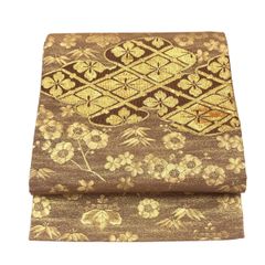 袋帯/西陣/美品/金×ベージュ/仕立上がり/11390