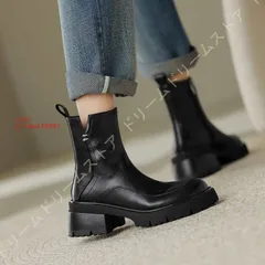 ショートブーツ レディース アンクルブーツ 太ヒール 5.5CM レディースショートブーツ カジュアル 美脚 サイドジップ厚底 秋冬靴 チェルシーブーツ 。 vii4w639995