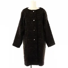 ミナペルホネン mina perhonen cognac ツイードコート ノーカラー ロング 36 黒 紫 茶 oa6250 /HK ■OSのサムネイル
