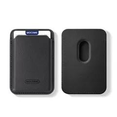 【迅速発送】REHOOF MagSafe カードケース スマホ 強力 磁気内蔵 カード収納 スリム カードポケット マグセーフ 高級PUレザー カードホルダー 落下防止 背面ポケット カード入れ 背面収納 軽量 シンプル（ブラック）