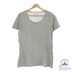 ☆美品☆ トップス Tシャツ 半袖 ラウンドネック レディース グレー 無地 L 901-2802 送料無料 古着