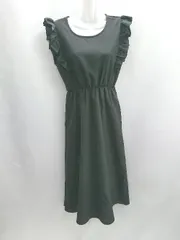 ◇ ⊂◎ tocco closet フリル ウエストゴム ノースリーブ ロング ワンピース サイズM ブラック レディース E  【1501160043955】