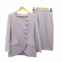 クリスチャンディオール Christian Dior 美品 90s ヴィンテージ スカート セットアップ フォーマル スーツ ストライプ 紫 パープル 9 約M IBO57のサムネイル