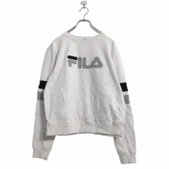 FIRA ロゴ スウェット トレーナー M ホワイト グレー ブラック フィラ 袖ライン 古着卸 アメリカ仕入 a504-6536