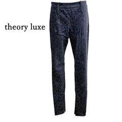 theory luxe セオリー レディース 　スキニーパンツ　プルオンパンツ 黒　ブラック 幾何学刺繍　裾ファスナー　40号　L　11号