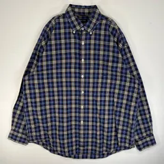古着 ノーティカ NAUTICA 長袖シャツ ロゴ 刺繍 チェック 大きいサイズ XL  ブルー系 マルチカラー メンズ