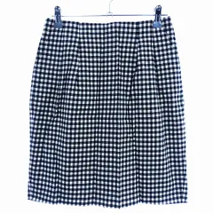 スピック&スパン Spick&Span POUR FEMME タイトスカート ミニ タック バックファスナー スリット コットン ギンガムチェック 38 黒 ブラック ボトムス /T2