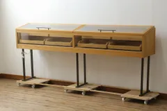 ★事前問合せ必須★ 照明付きショーケース 中古 オーク材 ガラスケース 収納ケース 飾り棚 陳列棚 店舗什器 リペア+発送まで3週間前後 R-075829